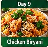 Day 9 Chicken Biryani tiffin dish